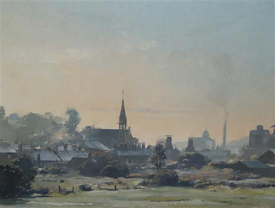 Trevor Chamberlain, oil on canvas, 7am, August, Hertford, signed and dated 1967, inscribed verso